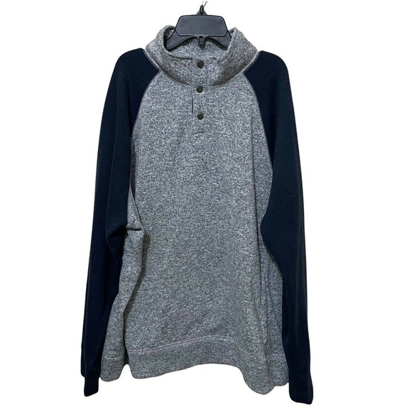 Sonoma Mockneck Colorblock Sweater Fleece Blue Gray Men's XXL 1/4 Snap P… - Picture 1 of 8